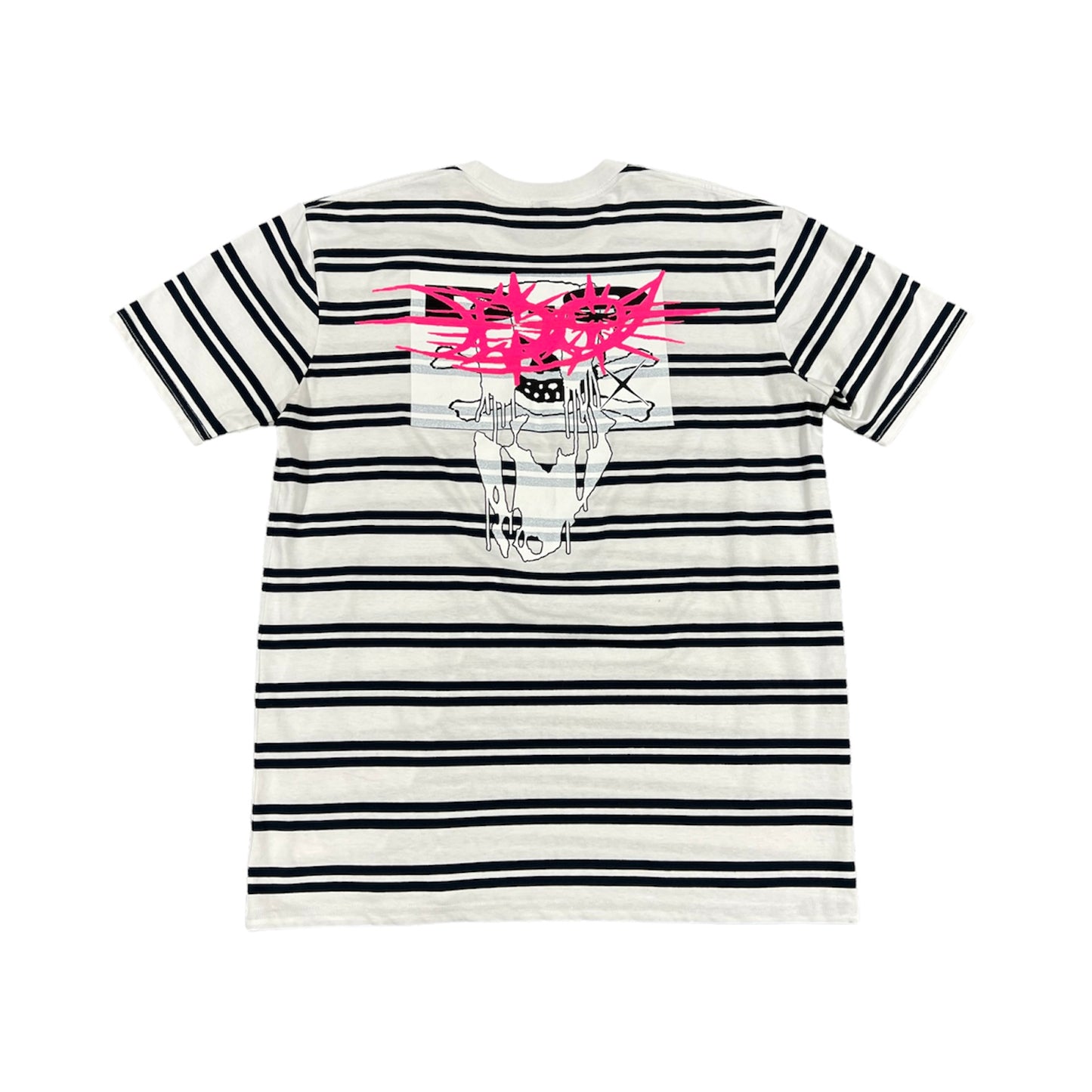 Drain Gang World Tour Striped Tee - Navy/White (Size L)