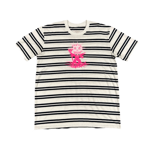 Drain Gang World Tour Striped Tee - Navy/White (Size L)