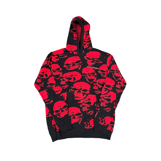 Psychworld Red Skull Knitted Hoodie (Size L)